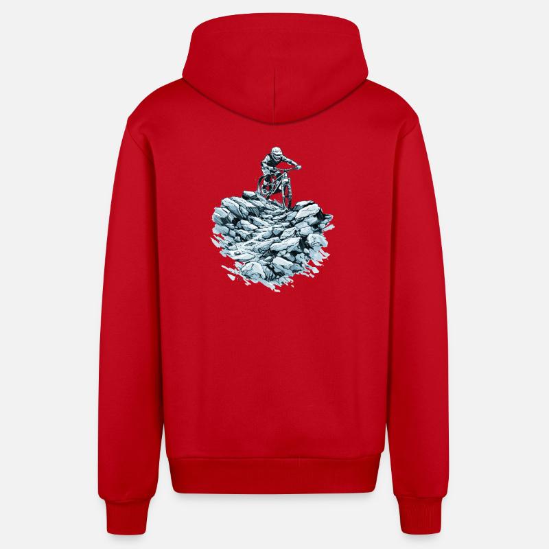 Descente VTT - Conception d’action VTT - Veste à capuche bio décontractée fabriquée en UE - rouge