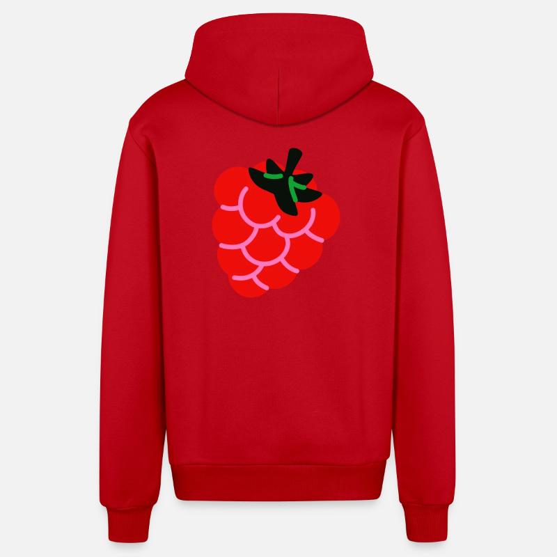 Raspberry Fruit Shirt Minimal Berry Design - Organic Relaxed Kapuzenjacke Made in EU - Rot