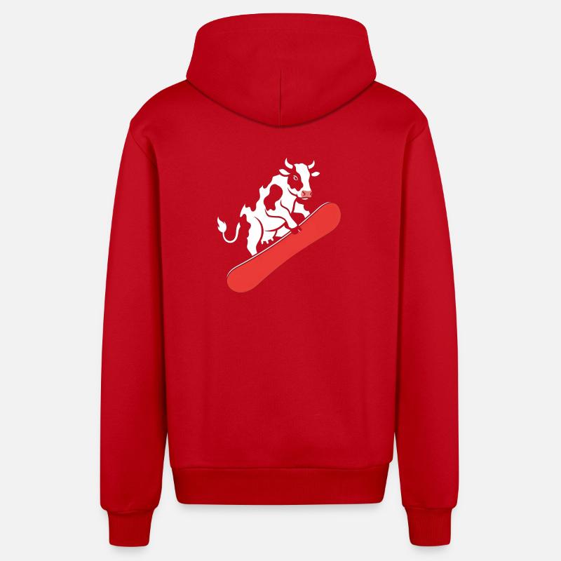 Vache sur skateboard - Veste à capuche bio décontractée fabriquée en UE - rouge