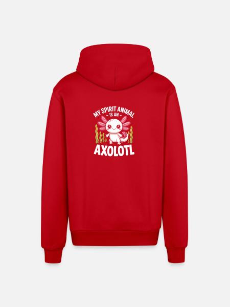 Axolotl Geisttier-Tee - Organic Relaxed Kapuzenjacke Made in EU - Rot