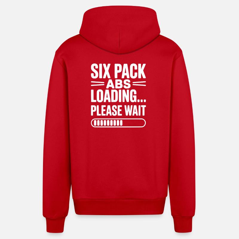 Sixpack Abs lädt... Bitte warten Sie - Organic Relaxed Kapuzenjacke Made in EU - Rot