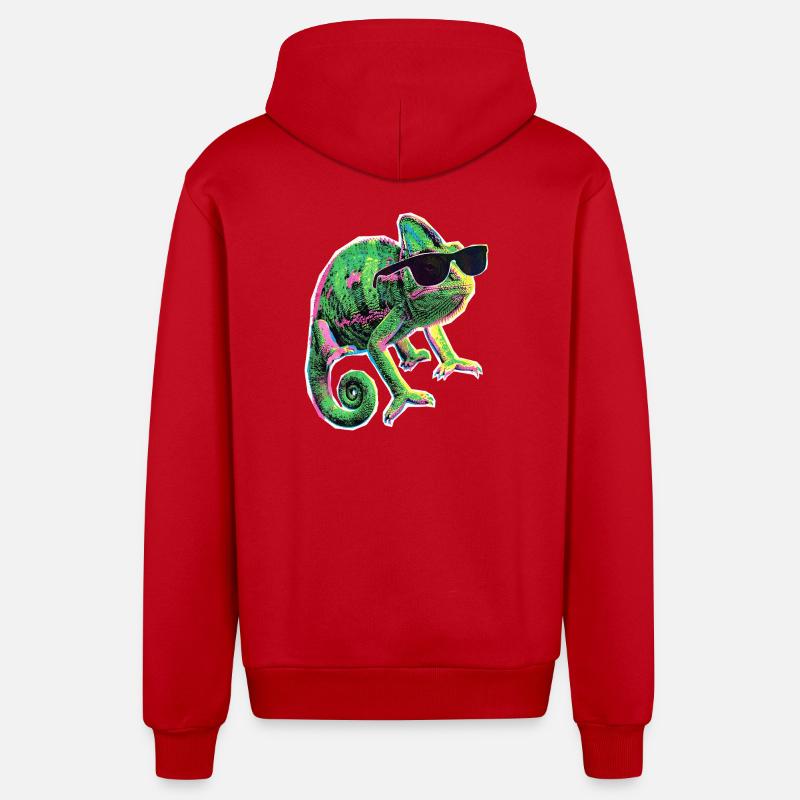 Lunettes de soleil caméléon - Veste à capuche bio décontractée fabriquée en UE - rouge