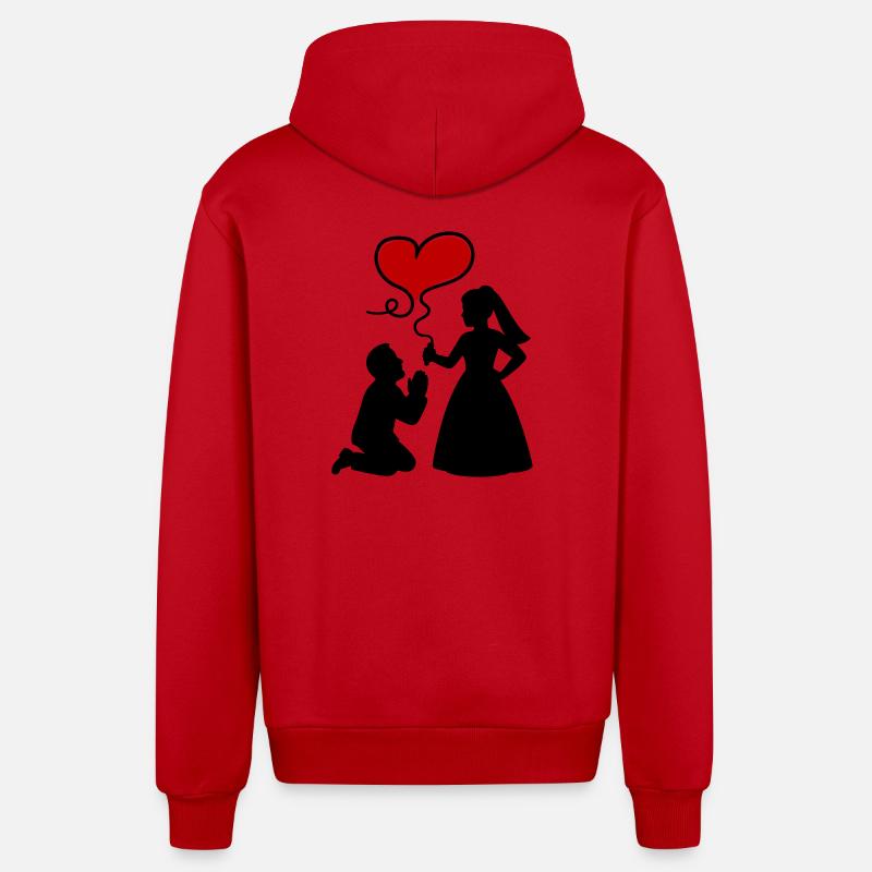 Mariage des mariés - Veste à capuche bio décontractée fabriquée en UE - rouge