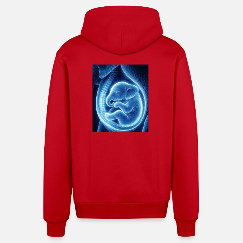 Bébé ultrasonique bleu dans le ventre - Veste à capuche bio décontractée fabriquée en UE - rouge