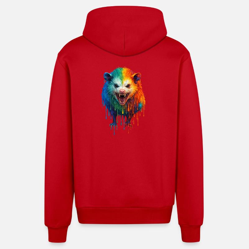 Opossum aux couleurs vives - Veste à capuche bio décontractée fabriquée en UE - rouge