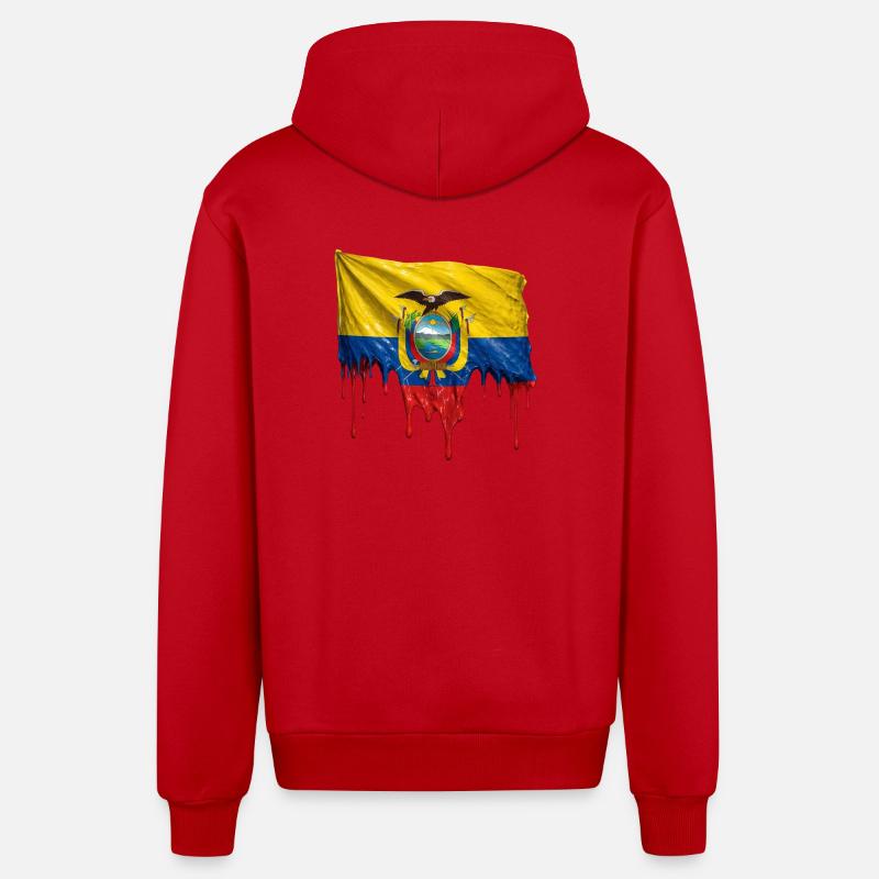 Éclaboussures de drapeau de l’Équateur - Veste à capuche bio décontractée fabriquée en UE - rouge