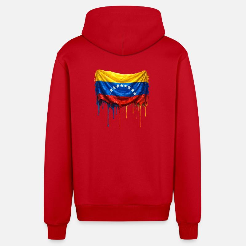 Largage du drapeau du Venezuela - Veste à capuche bio décontractée fabriquée en UE - rouge