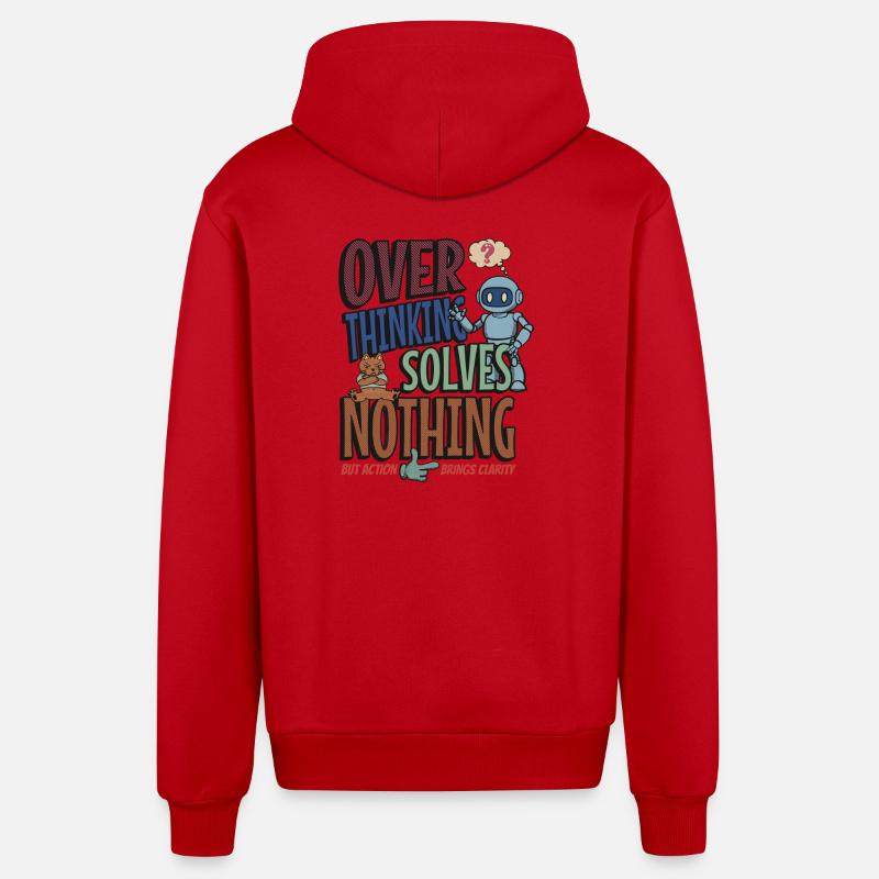 Over Thinking Solves Nothing - Organic Relaxed Hooded Jacket Made in EU - red