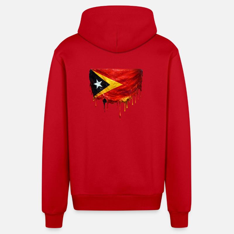 Drapeau de largage du TimorLeste - Veste à capuche bio décontractée fabriquée en UE - rouge