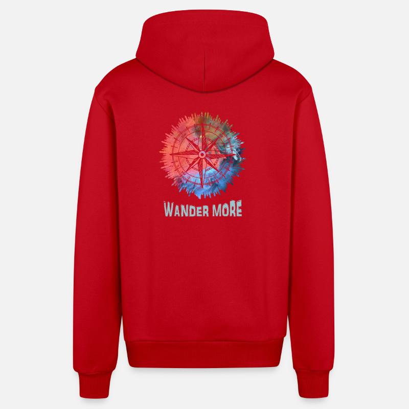 Wander More Compass Tie-Dye - Veste à capuche bio décontractée fabriquée en UE - rouge