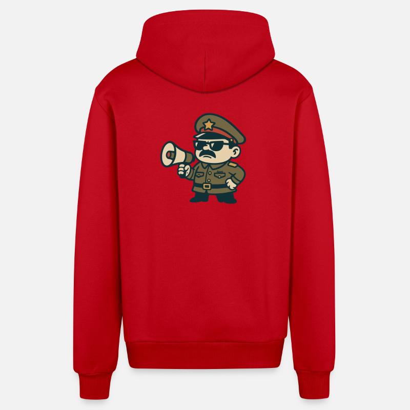 Retro Sergeant Megaphone - Organic Relaxed Hooded Jacket Made in EU - red