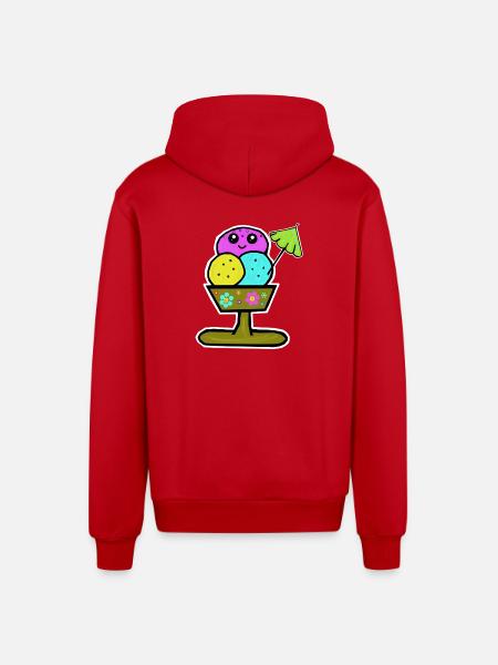 Bunter Eisbecher Eiscreme Eiskreme Eis - Organic Relaxed Hooded Jacket Made in EU - red