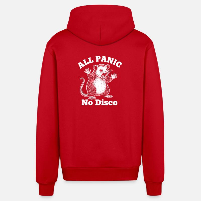 All Panic Maus – No Disco - Veste à capuche bio décontractée fabriquée en UE - rouge