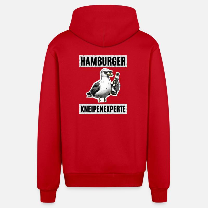 Hamburger Kneipen Experte - Organic Relaxed Kapuzenjacke Made in EU - Rot