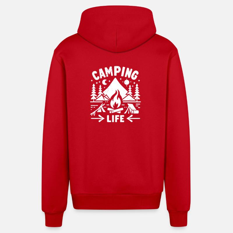 La vie en camping - Veste à capuche bio décontractée fabriquée en UE - rouge