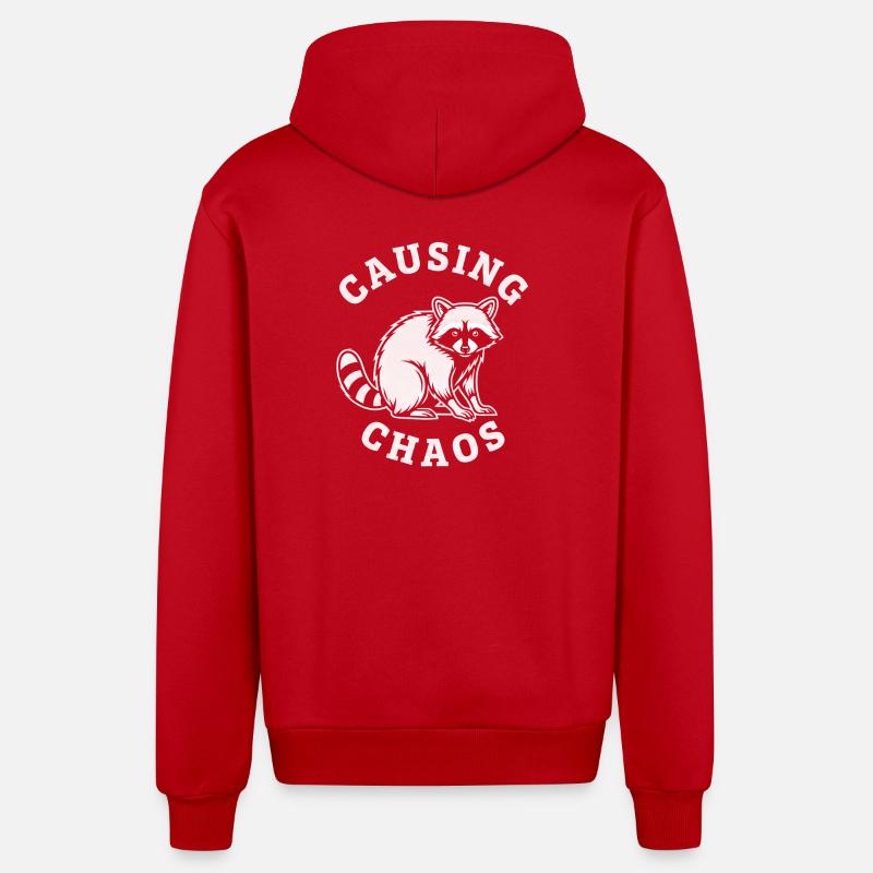 Raton laveur chaotique causant le chaos - Veste à capuche bio décontractée fabriquée en UE - rouge