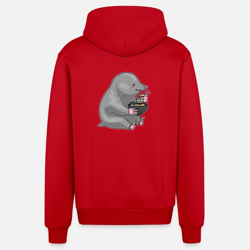 Mole Cook Ramen Cooking - Organic Relaxed Hooded Jacket Made in EU - red