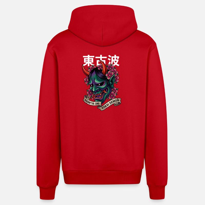 Hannya-Yōkai Dämon Oni - Organic Relaxed Kapuzenjacke Made in EU - Rot