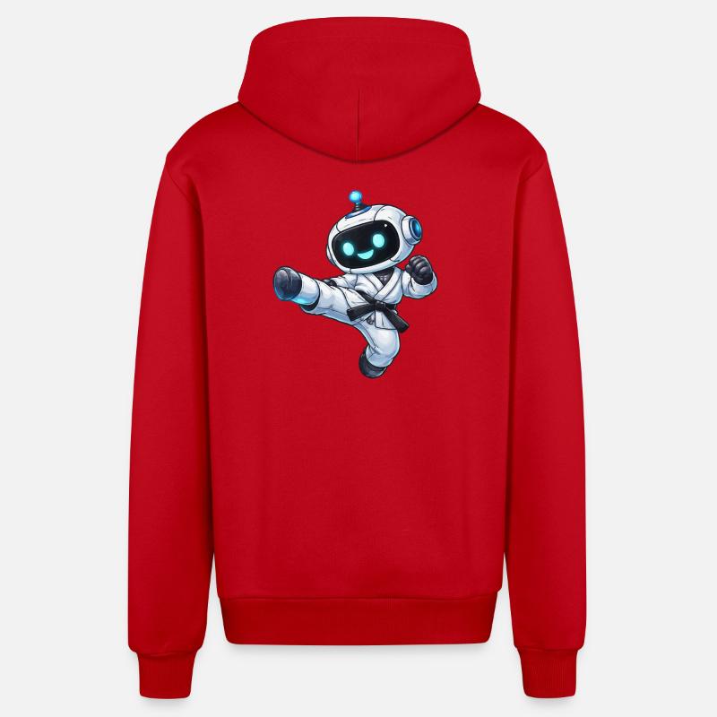 Robot de combat en karaté - Veste à capuche bio décontractée fabriquée en UE - rouge