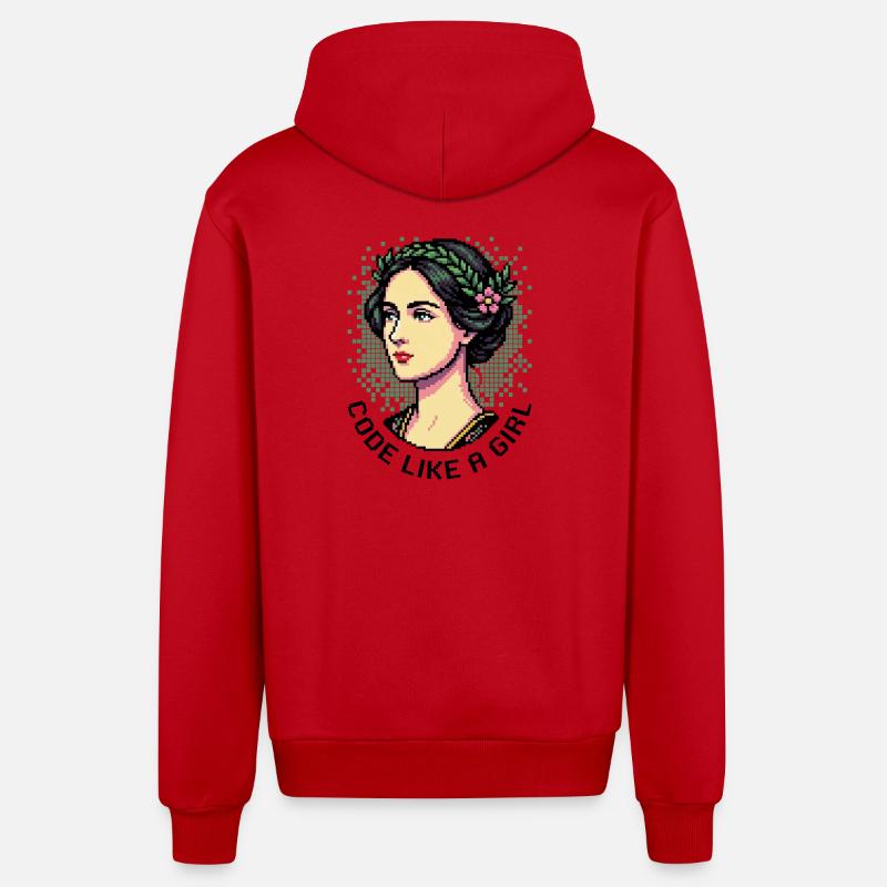 Ada Lovelace: Code wie ein Mädchen - Organic Relaxed Kapuzenjacke Made in EU - Rot
