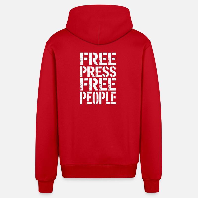 Libres de presse, libres de peuple - Veste à capuche bio décontractée fabriquée en UE - rouge