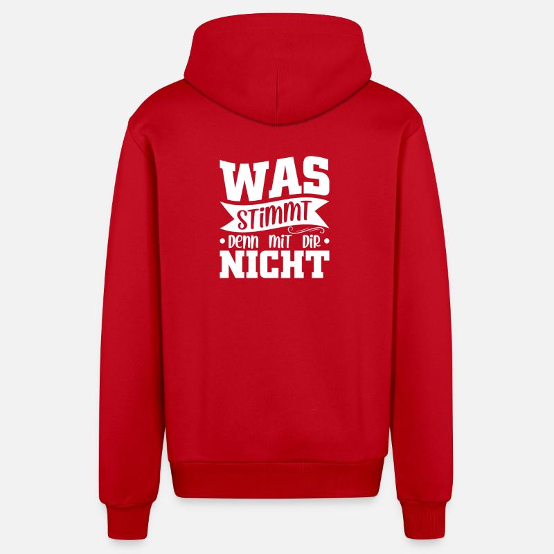 Was stimmt denn mit dir nicht - Organic Relaxed Kapuzenjacke Made in EU - Rot