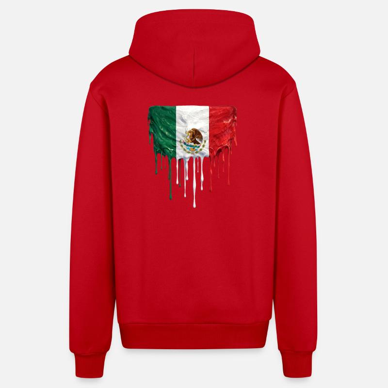 Drapeau Mexicain Gouttant - Veste à capuche bio décontractée fabriquée en UE - rouge