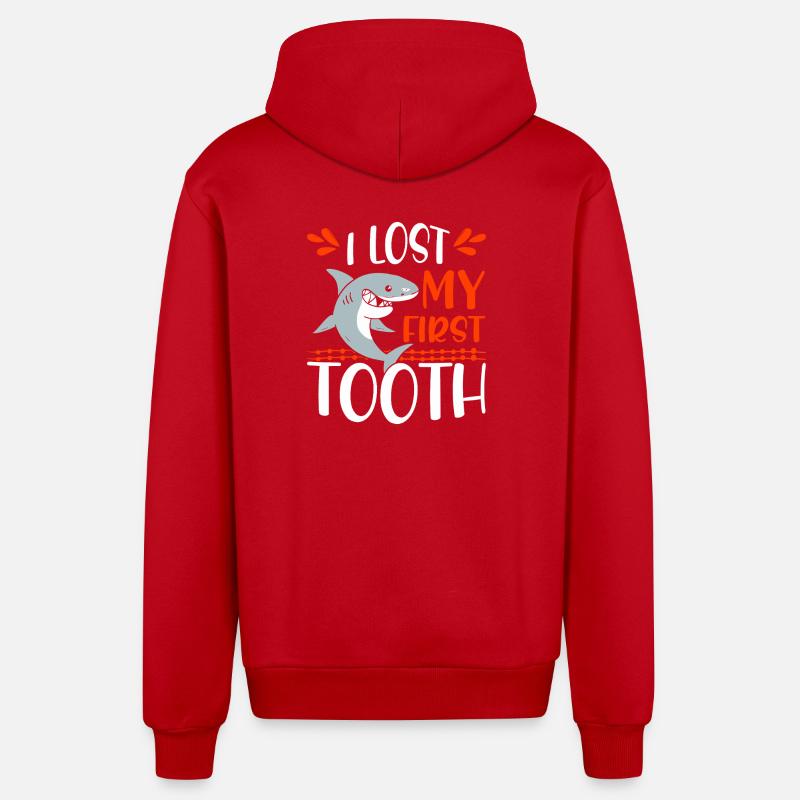 Premier Tooth Shark Tee - Veste à capuche bio décontractée fabriquée en UE - rouge