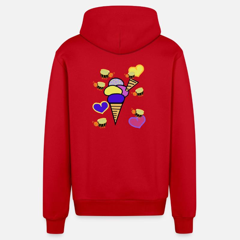 Retro Eis Eiskrem Eiscreme Bienen - Organic Relaxed Hooded Jacket Made in EU - red