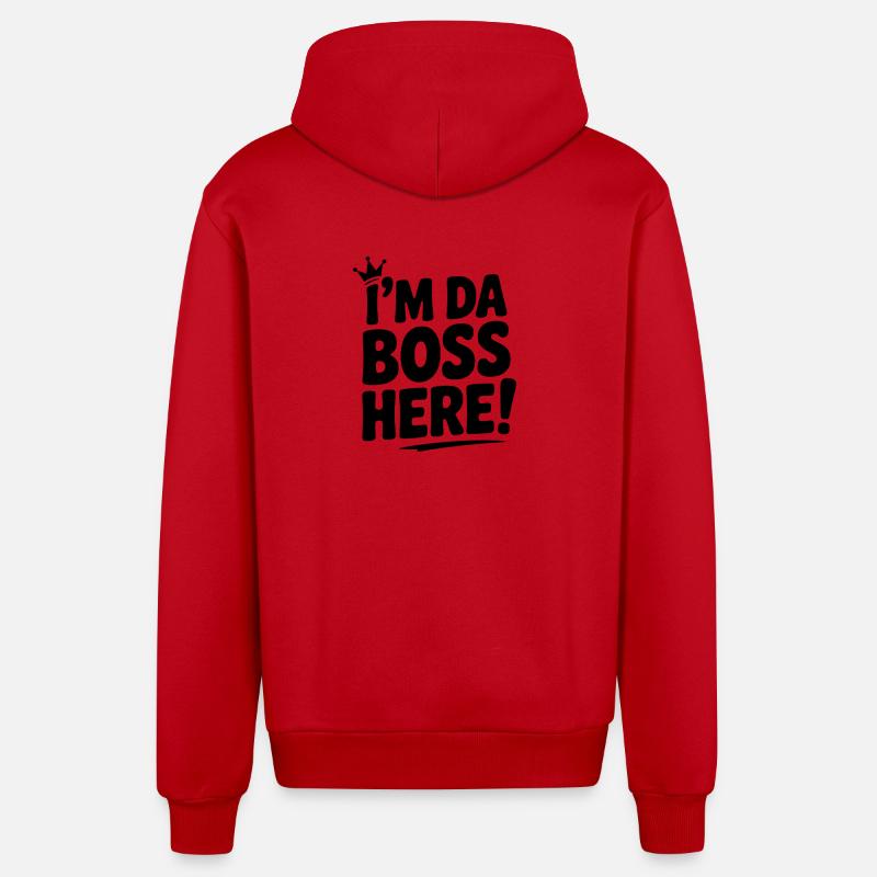 Je suis là ! - Veste à capuche bio décontractée fabriquée en UE - rouge