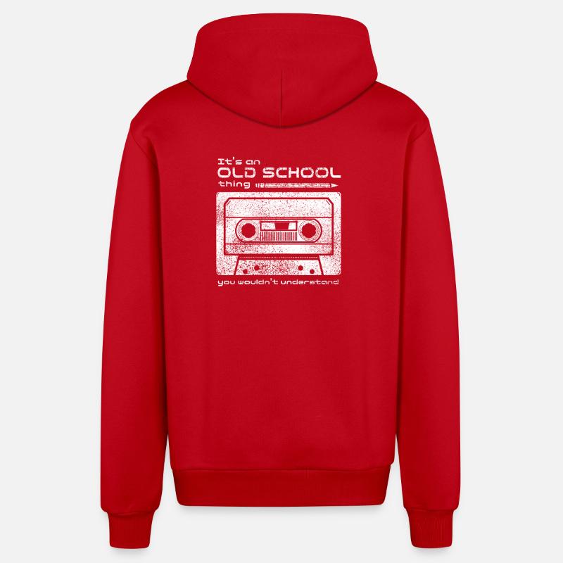 Astuce du ruban à l’ancienne - Veste à capuche bio décontractée fabriquée en UE - rouge