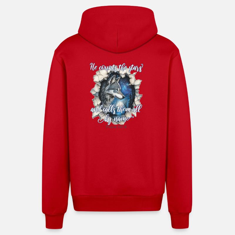 Citation chrétienne de Wolf - Veste à capuche bio décontractée fabriquée en UE - rouge