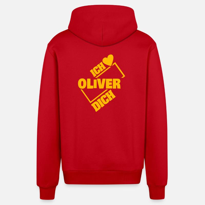 Cher Oliver, - Veste à capuche bio décontractée fabriquée en UE - rouge