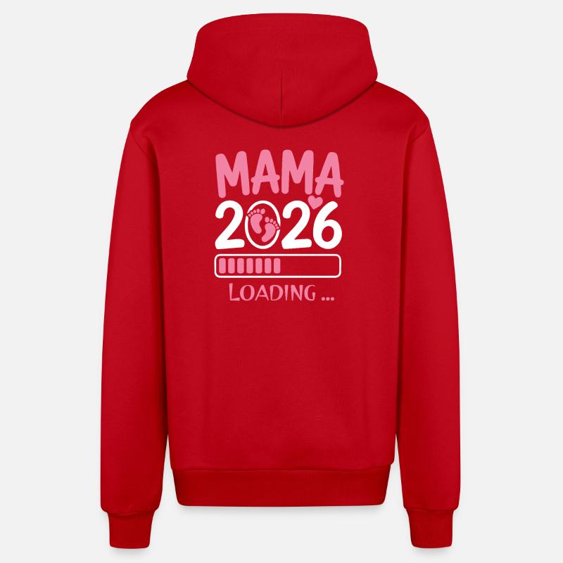 Maman enceinte en 2026 - Veste à capuche bio décontractée fabriquée en UE - rouge