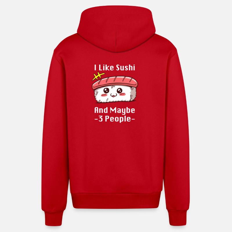 Charme de mème sushi - Veste à capuche bio décontractée fabriquée en UE - rouge