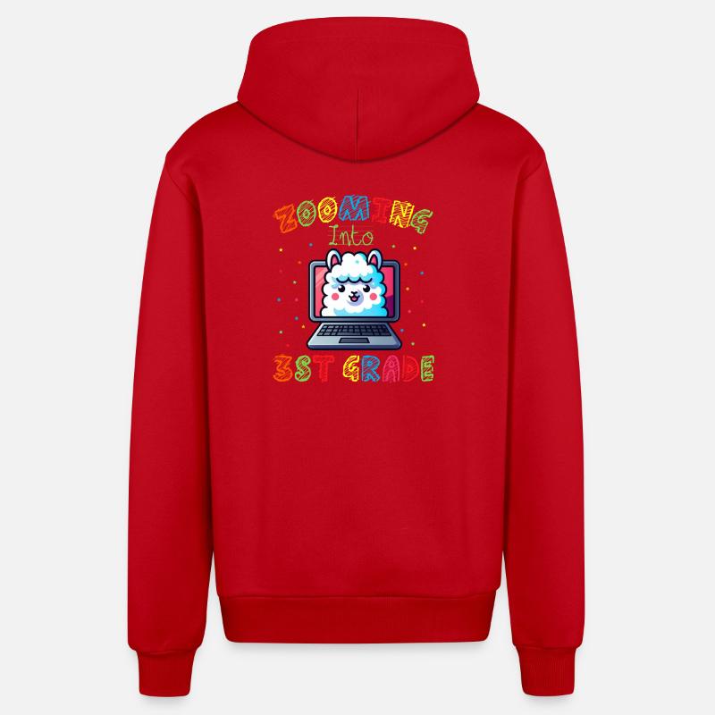 Lama Code Arc-en-Ciel Numérique - Veste à capuche bio décontractée fabriquée en UE - rouge