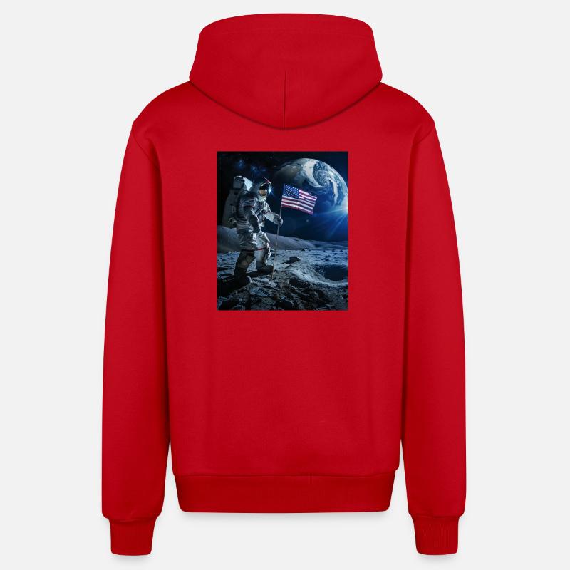 astronaute - Veste à capuche bio décontractée fabriquée en UE - rouge
