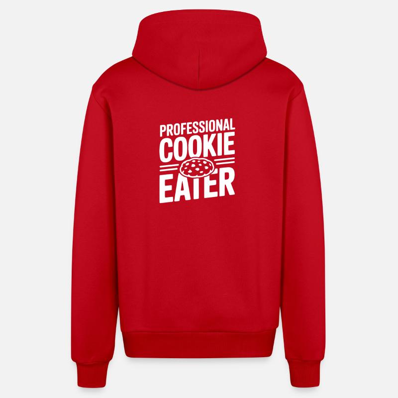 Professional Cookie Eater - Organic Relaxed Hooded Jacket Made in EU - red