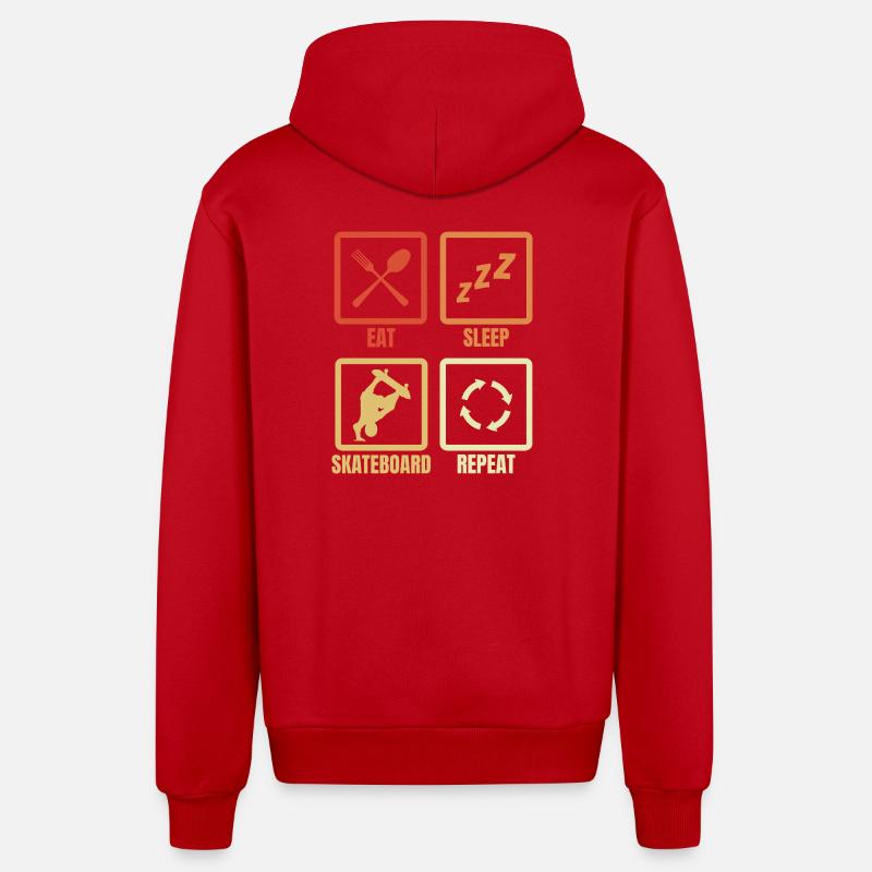 Mange Sommeil Skateboard Répéter - Veste à capuche bio décontractée fabriquée en UE - rouge