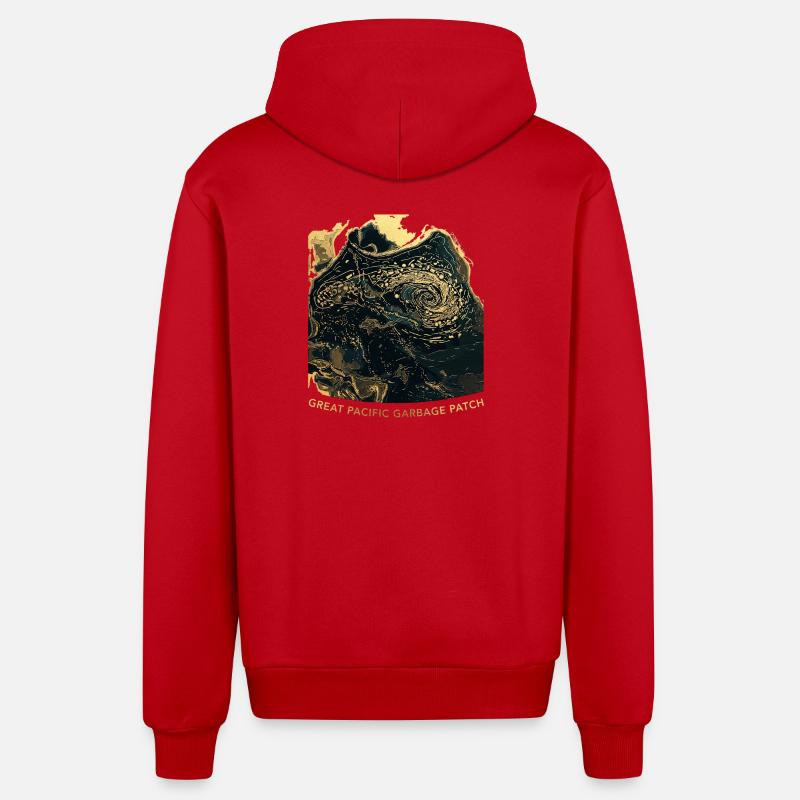 Pacific Garbage Patch - Organic Relaxed Hooded Jacket Made in EU - red