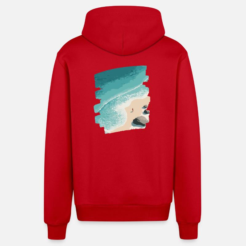 Palmiers de mer de plage - Veste à capuche bio décontractée fabriquée en UE - rouge