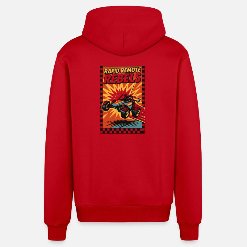 Rebelles RC rapides | Buggy tout-terrain - Veste à capuche bio décontractée fabriquée en UE - rouge