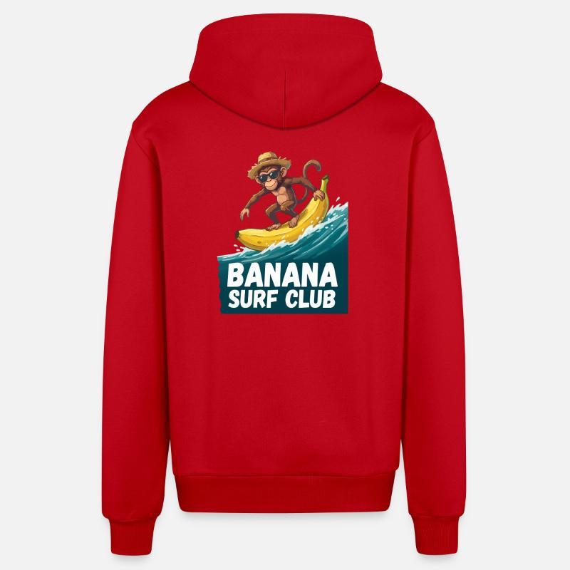 Singe du club de surf bananier - Veste à capuche bio décontractée fabriquée en UE - rouge