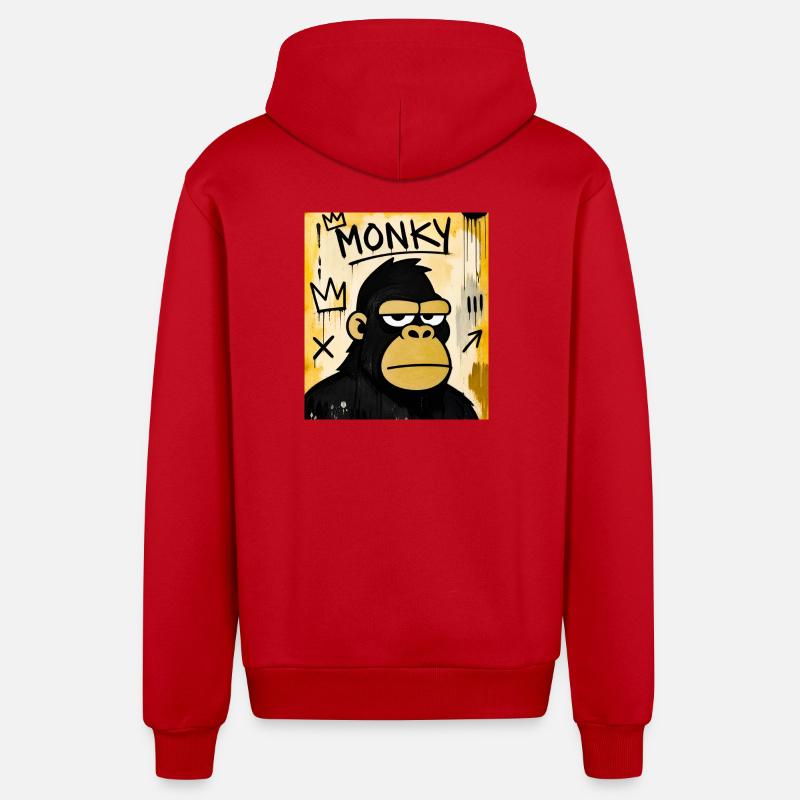 Monky Graffiti Ape - Veste à capuche bio décontractée fabriquée en UE - rouge