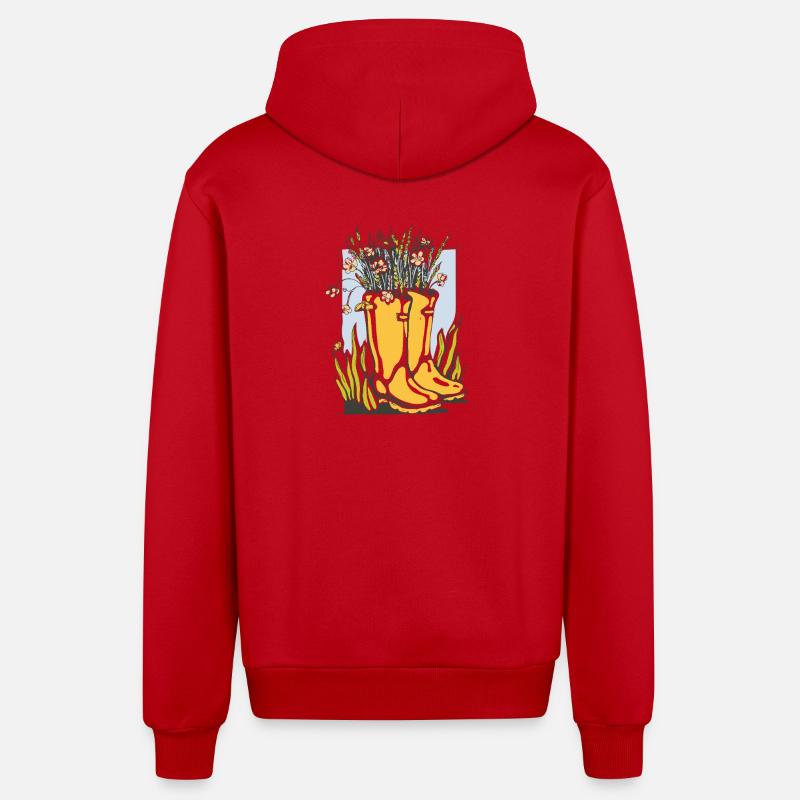 Décoration du jardin - Veste à capuche bio décontractée fabriquée en UE - rouge