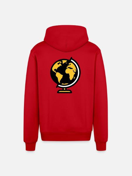 Globe Globe Earth School - Organic Relaxed Hooded Jacket Made in EU - red