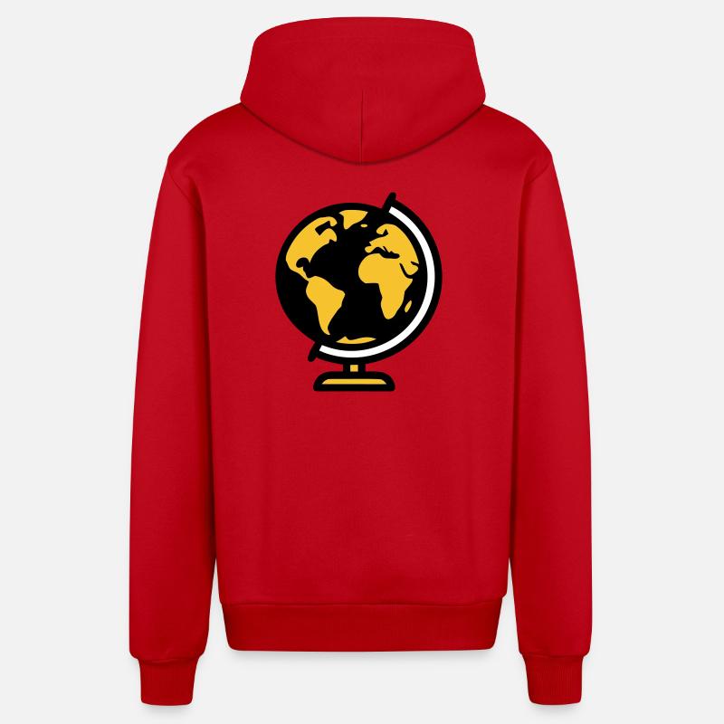 Globe Globe Earth School - Organic Relaxed Hooded Jacket Made in EU - red