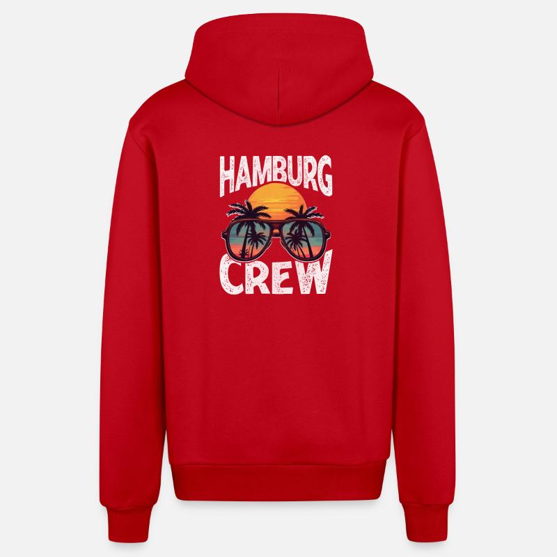 Équipage de Hambourg - Veste à capuche bio décontractée fabriquée en UE - rouge