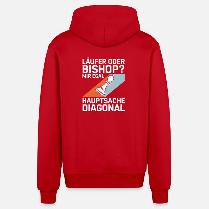 Läufer oder Bishop? Diagonal-Humor - Organic Relaxed Kapuzenjacke Made in EU - Rot