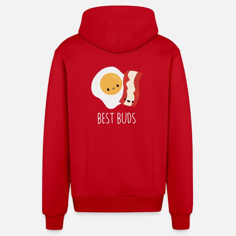 Best Buds : œuf et bacon - Veste à capuche bio décontractée fabriquée en UE - rouge